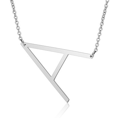 201 Stainless Steel Initial Pendants Necklaces, with Cable Chains, Letter