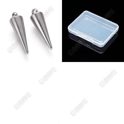 12Pcs 304 Stainless Steel Pendants, Spike/Cone