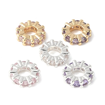 Латунные микро проложить кубического циркония бусы, без кадмия, без никеля и без свинца, форма колеса