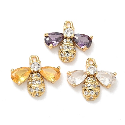 Подвески в виде пчелы из латуни с микропаве из кубических цирконий, без никеля , реальный 18 k позолоченный