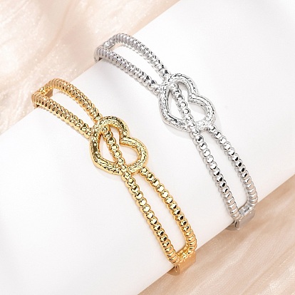 304 женские шарнирные браслеты из нержавеющей стали, сердце