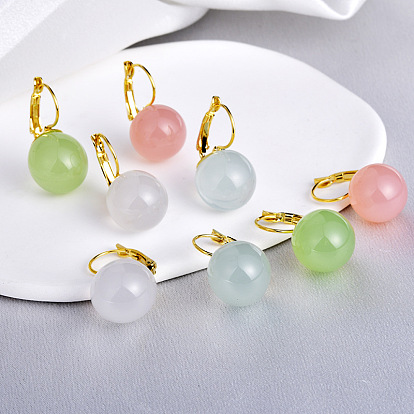 Круглые серьги-кольца из латуни со смолой, реальный 14 k позолоченный