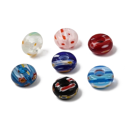 Стекло ручной работы тысячецветник бисера, рондель, 14x7 мм, отверстие : 5 мм