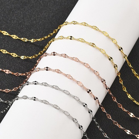 Латунные цепочки с тиснением ожерелья для женщин, 304 из нержавеющей стали застежкой омар, стойки покрытие, без свинца и без кадмия, долговечный