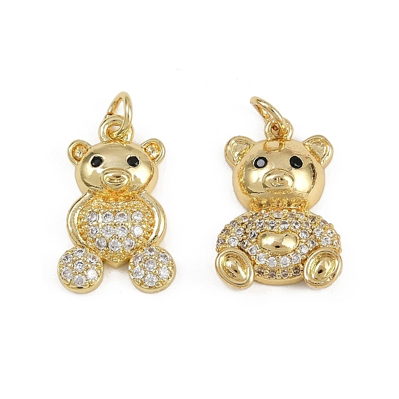 Латунные микро проложить кубического циркония подвески, медведь, без кадмия и без свинца, реальный 18 k позолоченный, с целью перехода в кольце