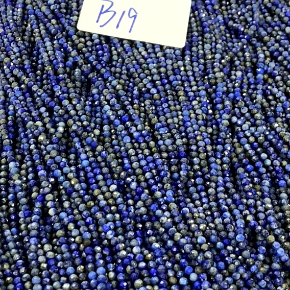 Нитки бусины из натурального ляписа-лазури, граненые, круглые