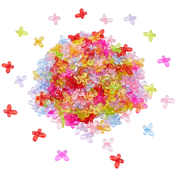 280pcs transparente Acrylperlen, facettiert, Schmetterling