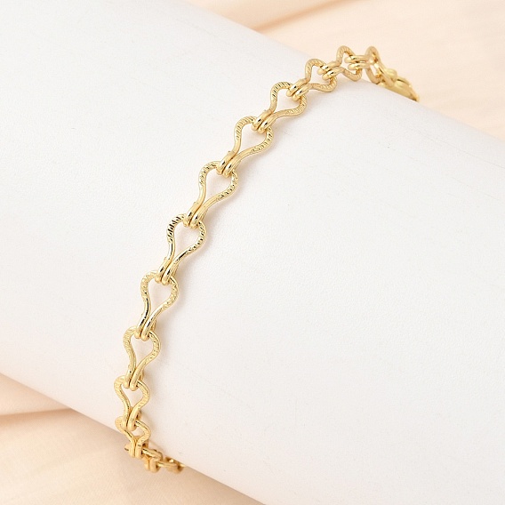 Браслеты из латуни в форме капли с цепочкой для женщин, долгоиграющий, гальваническое покрытие стеллажа, без свинца и без кадмия