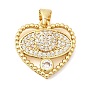 Латунные микропаве прозрачные подвески с фианитом, сердце прелести, без кадмия и без свинца, долговечный, стойки покрытие