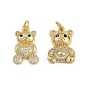 Латунные микро проложить кубического циркония подвески, медведь, без кадмия и без свинца, реальный 18 k позолоченный, с целью перехода в кольце