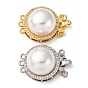 Латунные застежки из прозрачного кубического циркония с микропаве, с абс пластмассовой имитационной жемчужиной, плоско-круглые, с целью перехода в кольце, без кадмия и без свинца, стойки покрытие, долговечный, 3 нитей, 6-луночное