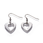304 Stainless Steel Dangle Earrings, Hypoallergenic Earrings, Heart