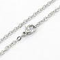 Unisex Classic Plain 304 Stainless Steel Mens Womens Necklaces, Cable Chain Necklaces, with Lobster Claw Clasps