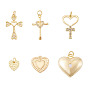 6 шт 6 стили латунные подвески из микропаве с фианитом, сердце