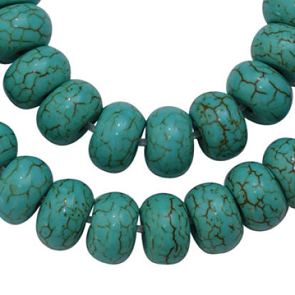 Perles howlite synthétiques, teint, rondelle, turquoise