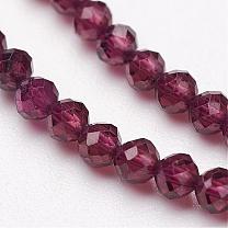 Natural Garnet Bead Strands, Grade AA, Faceted, Round