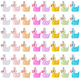 48шт 8 цвета прозрачные подвески из смолы красочные ночное свечение утка кулон креативные ювелирные аксессуары