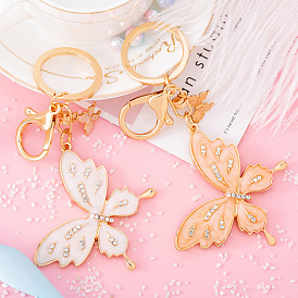 Creative Diamond Butterfly Keychain Boutique Animal Key Ring Pendant Personalized Rhinestone Bee Ornament