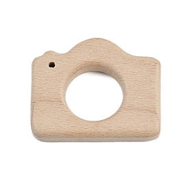 Natural Beech Wooden Baby Teething Toys, Teething Rings for Newborn Toddler Infant, Camera