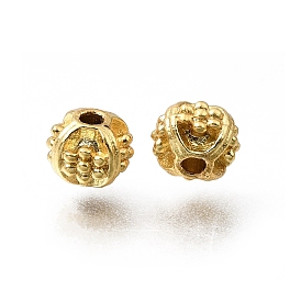 Brass Beads, Round with Dot, Rack Plating, Long-Lasting Plated