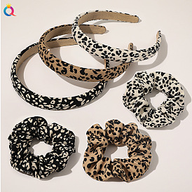 Leopard Print Hair Accessories Set for Women - Headbands, Scrunchies and Hair Ties