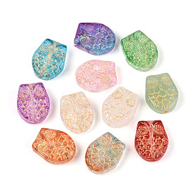 Прозрачные стеклянные бусины для выпечки, сова, золотой металл обвитыми