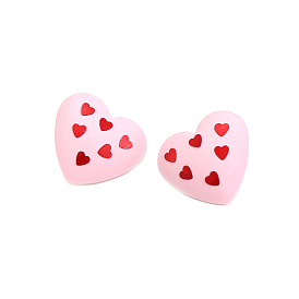 Sweet Wind Heart-shaped Earrings with Paint, Love Stickers and Sparkling Rhinestones for Valentine's Day
