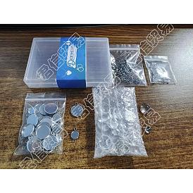 Kit de fabrication de boucles d'oreilles rondes plates diy, y compris 304 crochets de boucle d'oreille en acier inoxydable et sertissages de connecteur cabochon et anneaux de saut, Cabochons en verre, écrous en plastique