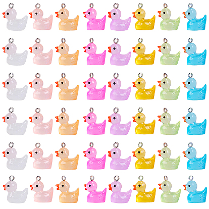 48шт 8 цвета прозрачные подвески из смолы красочные ночное свечение утка кулон креативные ювелирные аксессуары