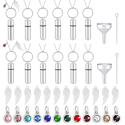 Наборы для изготовления ключей своими руками, В комплект входят 12 шт. подвесок в виде ангельских крыльев из сплава., 2шт. 304 штифт с проушиной из нержавеющей стали, 2шт. алюминиевые воронкообразные бункеры, 12шт. сплав, маленькая многофункциональная коробка