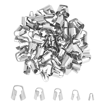 100 pcs 5 styles 304 embouts de cordon en acier inoxydable, embouts, colonne