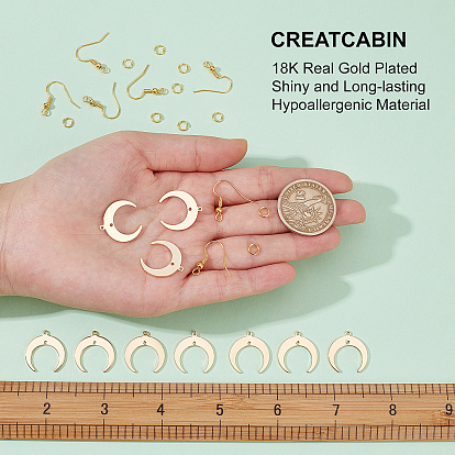 Kit de fabrication de boucles d'oreilles de bricolage creatcabin, y compris 30 pendentifs de lune en laiton, 30 pcs crochets de boucle d'oreille, 40 anneaux de saut ouverts