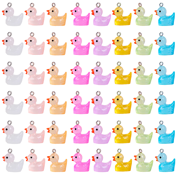 48шт 8 цвета прозрачные подвески из смолы красочные ночное свечение утка кулон креативные ювелирные аксессуары