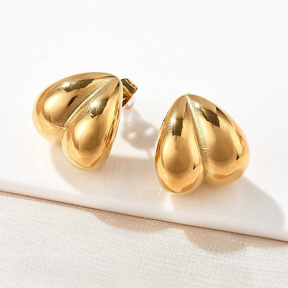 304 серьги-гвоздики из нержавеющей стали для женщин, сердце