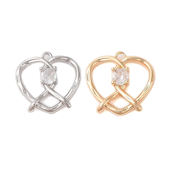 Латунь со стеклянными подвесками со стразами, сердце