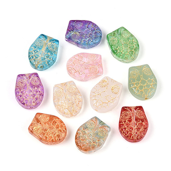 Прозрачные стеклянные бусины для выпечки, сова, золотой металл обвитыми