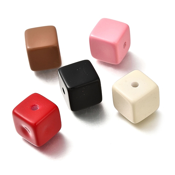 Лакированные бусины из акрила , кубические