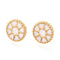 Плоские круглые с солнцем 304 серьги-гвоздики из нержавеющей стали с эмалью, ионное покрытие (ip), реальный 18 k позолоченный