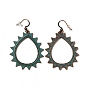 3 Pair 3 Style Alloy Ginkgo Leaf & Teardrop & Vortex Dangle Earrings, Wood Triangle Beaded Long Dangle Earrings for Women