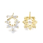 Clear Cubic Zirconia Wreath Stud Earrings, Brass Jewelry for Women, Nickel Free