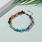 Chakra Jewelry, Chips Natural & Synthetic Gemstone Beads Bracelets, with Alloy Beads and 304 Stainless Steel Lobster Claw Clasps, Antique Silver & Platinum