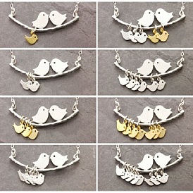 Lovebird Necklace Branch Bird Pendant Short Fashionable Women's Collarbone Necklace Mother's Gift