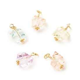 Transparent Acrylic Pendants, with 304 Stainless Steel Jump Rings and Eco-Friendly Brass Wire, Nuggets