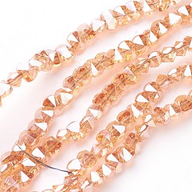 Brins de perles de verre électrolytiques à placage sous vide pvd, perle plaquée lustre, facette, diamant