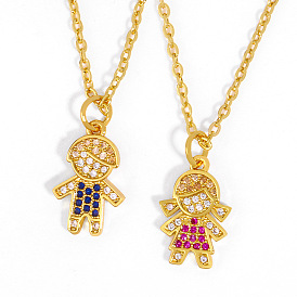 Sparkling Diamond Pendant Couple Necklace for Him and Her - NKQ85