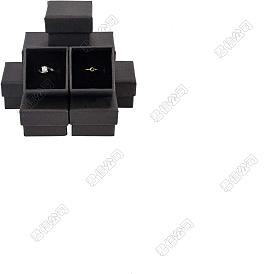 12 Cajas de regalo para joyas de papel de cartón relleno de algodón kraft, caja del anillo, plaza