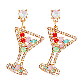 Fashionable geometric wine glass creative diamond earrings - personalized jewelry supply 55722.