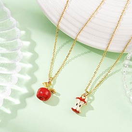 2 шт. 2 стили кулон в виде красного яблока из сплава и эмали ко Дню учителя 304 ожерелья из нержавеющей стали с цепочкой для женщин