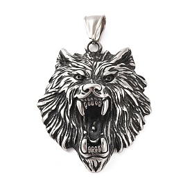 316 Surgical Stainless Steel Pendants, Wolf Charm