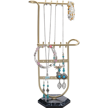 1 набор железных полок для хранения ювелирных изделий, Подставка для ювелирных изделий с пластиковым основанием в форме черного шестиугольника, для сережек, , Браслеты